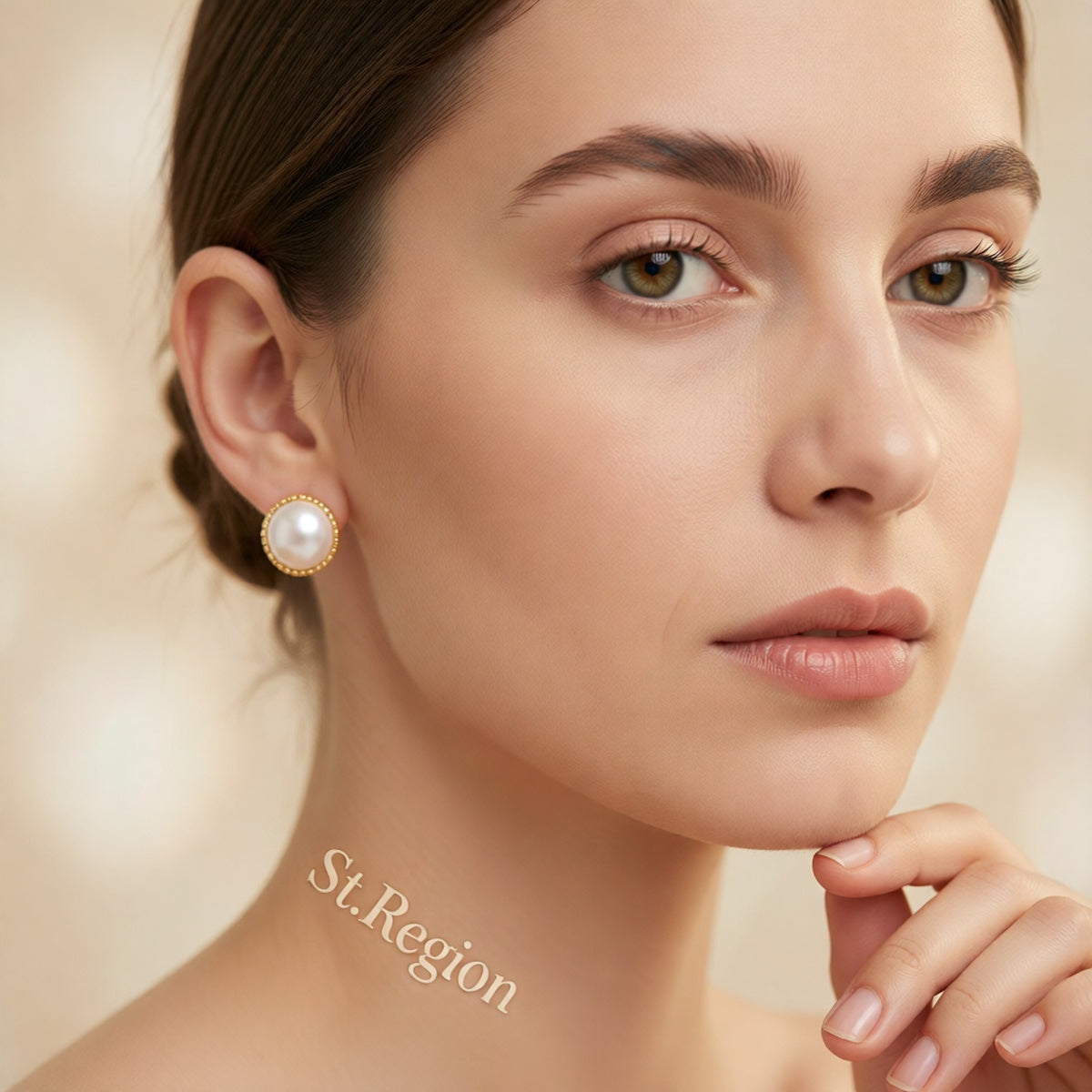 Pearl & 18K Gold-Plated Round Huggie Earrings