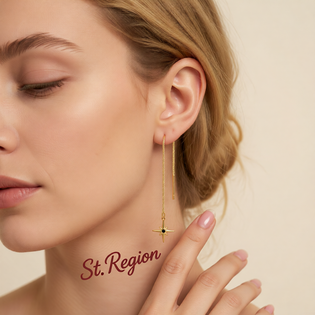 Black Resin & 18K Gold-Plated Star Drop Earrings