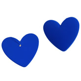 Navy Acrylic & Silver-Plated Heart Stud Earrings