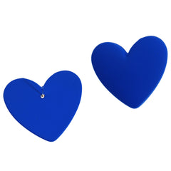 Navy Acrylic & Silver-Plated Heart Stud Earrings