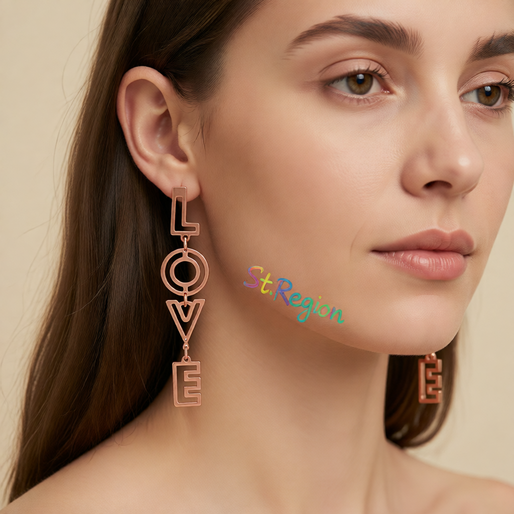 18K Rose Gold-Plated 'Love' Openwork Drop Earrings