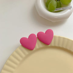 Rose Acrylic & Silver-Plated Heart Stud Earrings