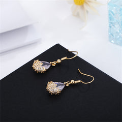 Exquisite 18K gold-plated crystal drop earrings, designed with floral elements to enhance your style effortlessly.