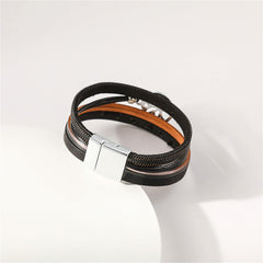 Cubic Zirconia & Black Polystyrene Silver-Plated Tree Of Life Charm Bracelet