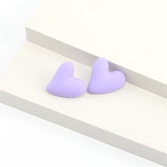 Light Purple Acrylic & Silver-Plated Heart Stud Earrings
