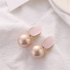 Pink Enamel & Pearl Rabbit Ear Drop Earrings