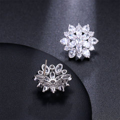 Crystal & Silver-Plated Flower Stud Earrings