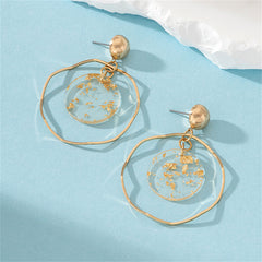 Resin & 18K Gold-Plated Two-Circle Drop Earrings