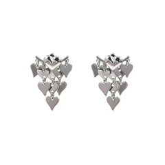 Silver-Plated Heart Tassel Ear Jackets