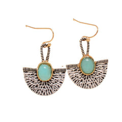 Lake Blue Resin & Two-Tone Padlock Drop Earrings