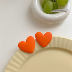 Orange Acrylic Heart Stud Earrings