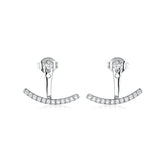 Cubic Zirconia & Silver-Plated T-Shaped Ear Jackets