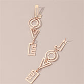 18K Rose Gold-Plated 'Love' Openwork Drop Earrings