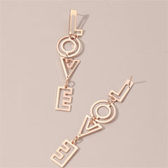 18K Rose Gold-Plated 'Love' Openwork Drop Earrings