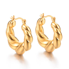 18K Gold-Plated Twisted Hoop Earrings