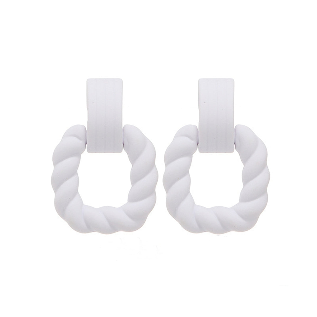 White Resin & Silver-Plated Twine Square Drop Earrings