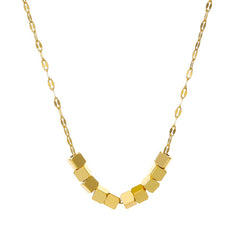 Stunning 18K gold-plated necklace adorned with four chic cubes, a fashionable accessory for any jewelry collection.