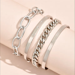 Silver-Plated 'Love' Cuff Set