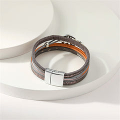 Iridescent Cubic Zirconia & Gray Tree Of Life Stacked Bracelet