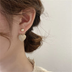 Gray Enamel & 18K Gold-Plated Heart Ear Jackets