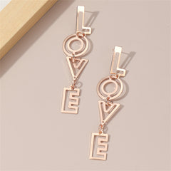 18K Rose Gold-Plated 'Love' Openwork Drop Earrings