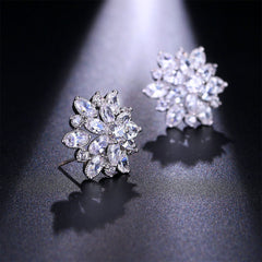 Crystal & Silver-Plated Flower Stud Earrings