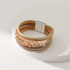 Coffee & Acrylic Cubic Zirconia Layered Bracelet