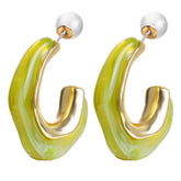Green & Pearl C-Shape Ear Jackets