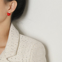 Cubic Zirconia & Resin 3-D Heart Drop Earrings