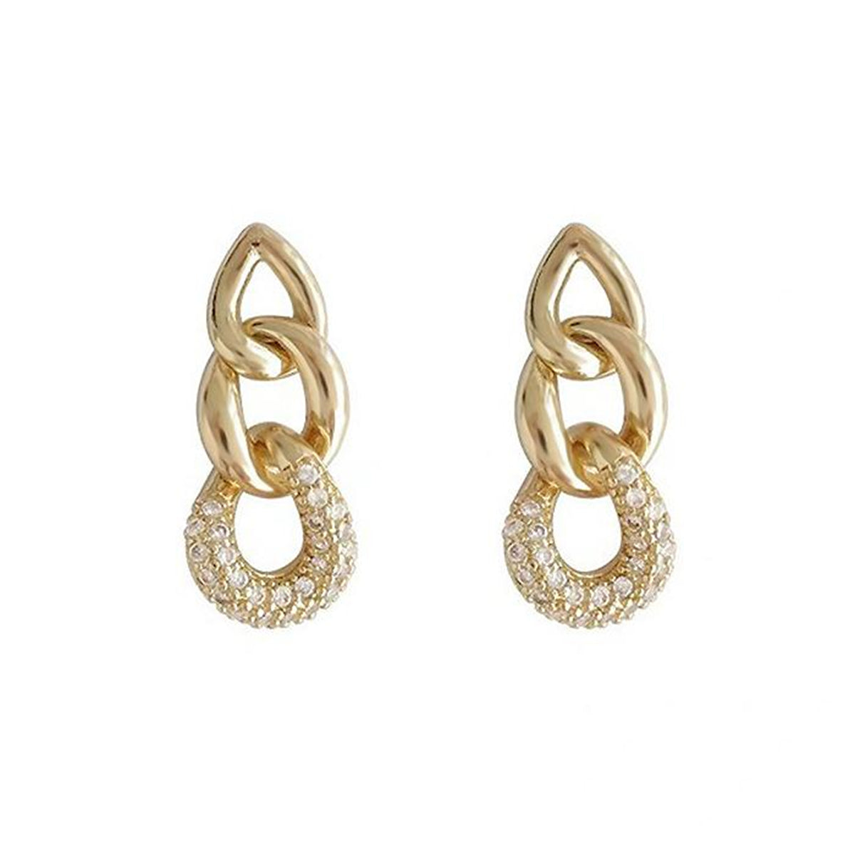 Elegant 18K gold-plated drop earrings adorned with sparkling diamonds and clear cubic zirconia for a stunning look.