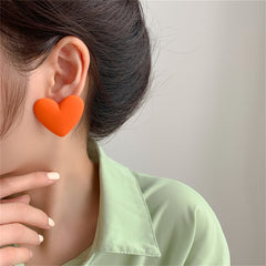 Orange Acrylic Heart Stud Earrings