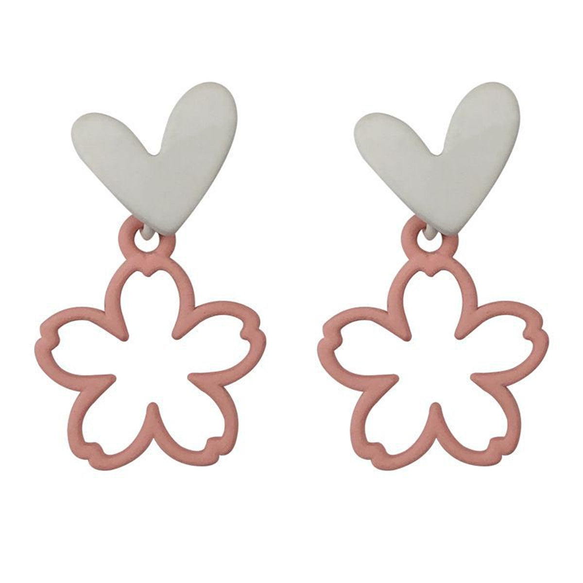 Red and Cream Heart and Flower Drop Earrings, drop earrings for women, dainty minimalist design, lifestyle look
