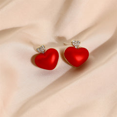Cubic Zirconia & Resin 3-D Heart Drop Earrings