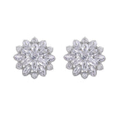 Crystal & Silver-Plated Flower Stud Earrings