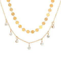 Luxurious 18K gold-plated necklace featuring dazzling diamonds and crystals, perfect for elevating any ensemble.