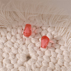 Red Resin & Silver-Plated Pomegranate Seed Stud Earrings