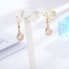 Beautifully crafted 18K gold-plated crystal drop earrings, showcasing a floral design for a chic and sophisticated look.