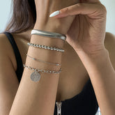 Silver-Plated Beaded Snake Chain Bracelet Set