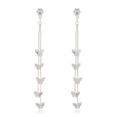 Cubic Zirconia & Silver-Plated Butterfly Double-Strand Drop Earrings