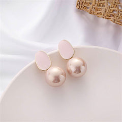 Pink Enamel & Pearl Rabbit Ear Drop Earrings