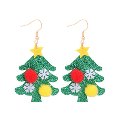 Green & 18K Gold-Plated Holiday Tree Drop Earrings
