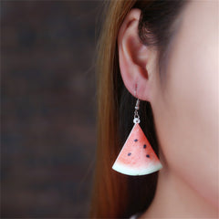 Red Acrylic & Silver-Plated Watermelon Drop Earrings