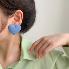 Lake Blue Acrylic & Silver-Plated Heart Stud Earrings