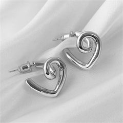 Silver-Plated Swirl-Heart Stud Earrings