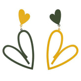 Yellow & Green Enamel Mismatching Heart Dangle Earring