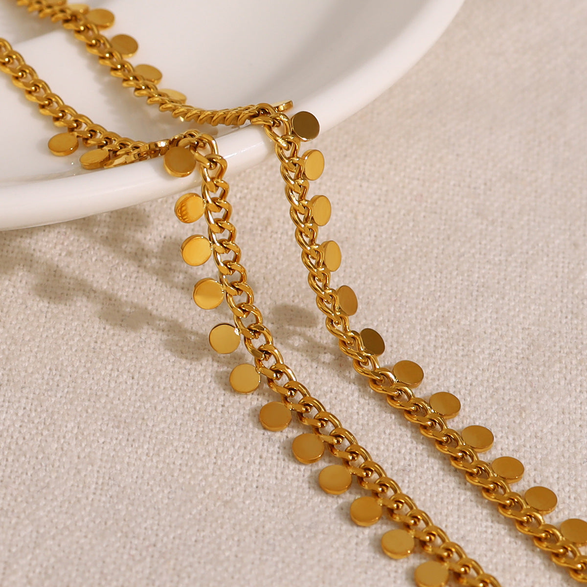 18K Gold-Plated Disc Necklace, gold pendant necklace for women, elegant gift for her, styled look