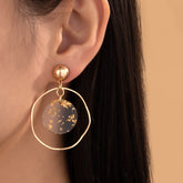Resin & 18K Gold-Plated Two-Circle Drop Earrings