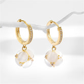 Cubic Zirconia & Cateye Floral Huggie Earrings