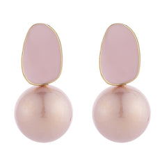 Pink Enamel & Pearl Rabbit Ear Drop Earrings