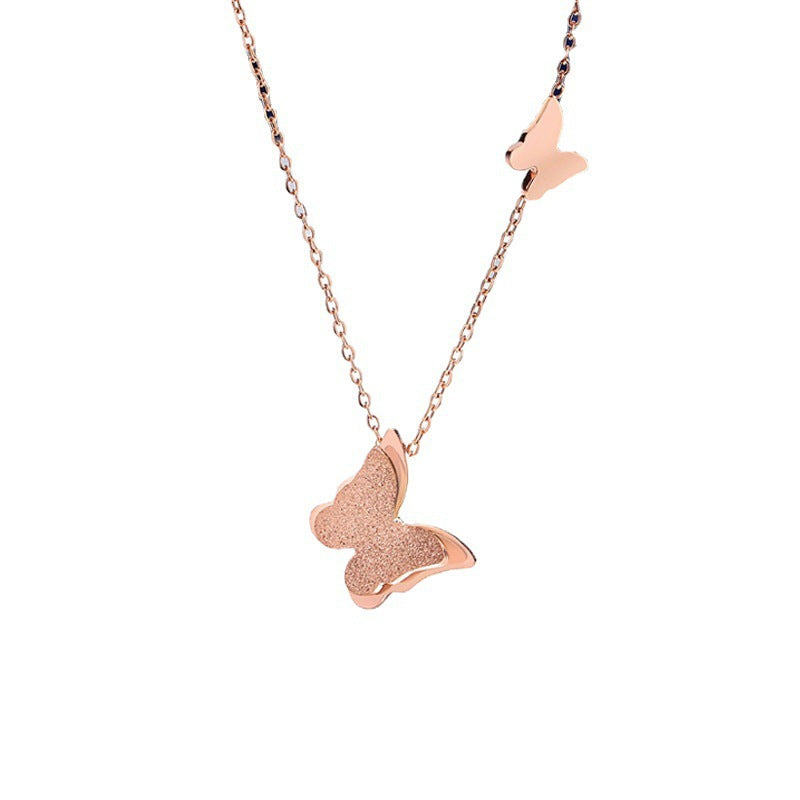 18K Rose Gold-Plated 3-D Butterfly Pendant Necklace, rose gold pendant necklace for women, elegant gift for her, styled look